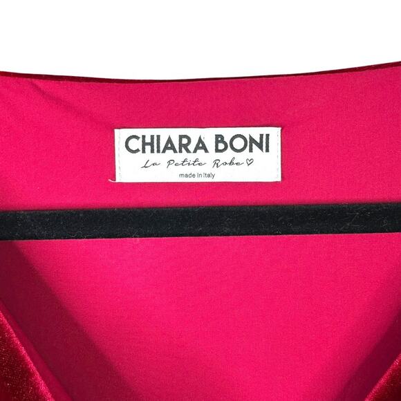 Chiara Boni La Petite Robe NWOT Garnet Red Triana Velvet Faux Wrap Midi Dress - Picture 9 of 11